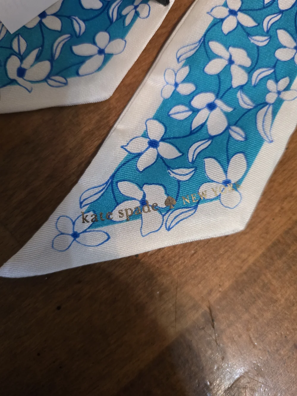 kate spade Blue Floral Skinny Silk Scarf
